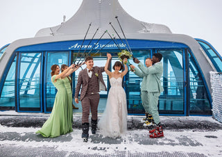 Ein Ski-chic-Shooting, das die Piste rockt: In luftiger Höhe getraut